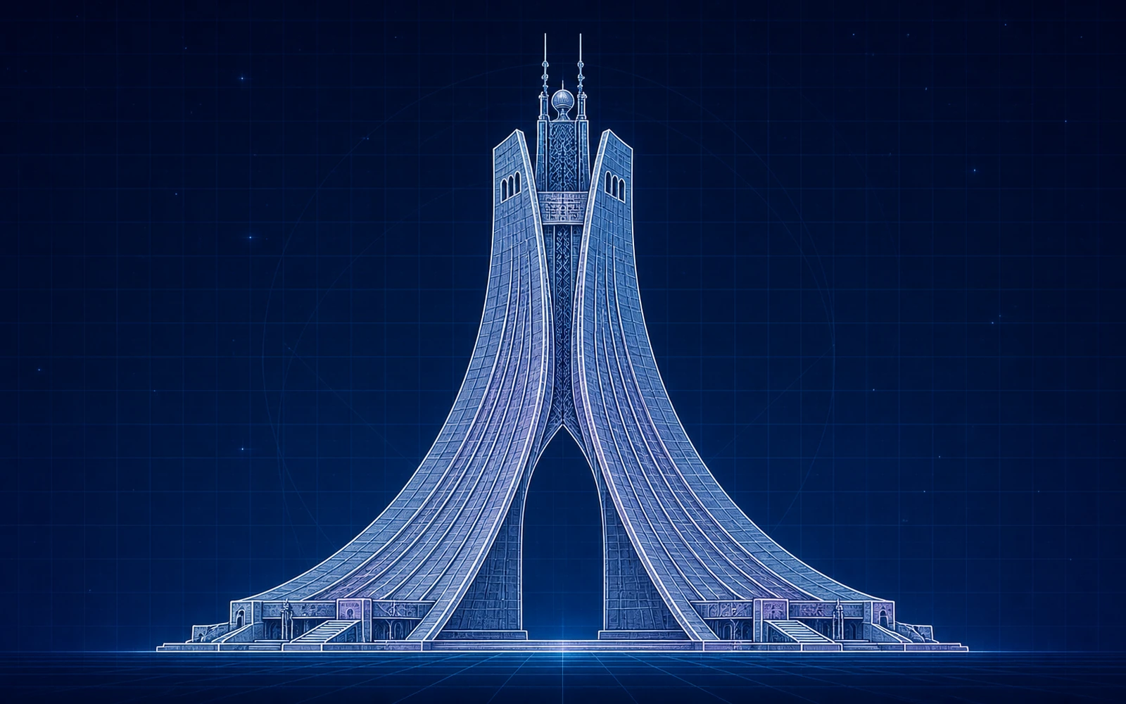 Spectra illustration of Martyrs’ Memorial, Algiers.